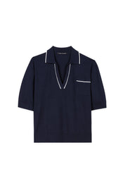Polo-Feinstrick-Pullover aus Viskose
