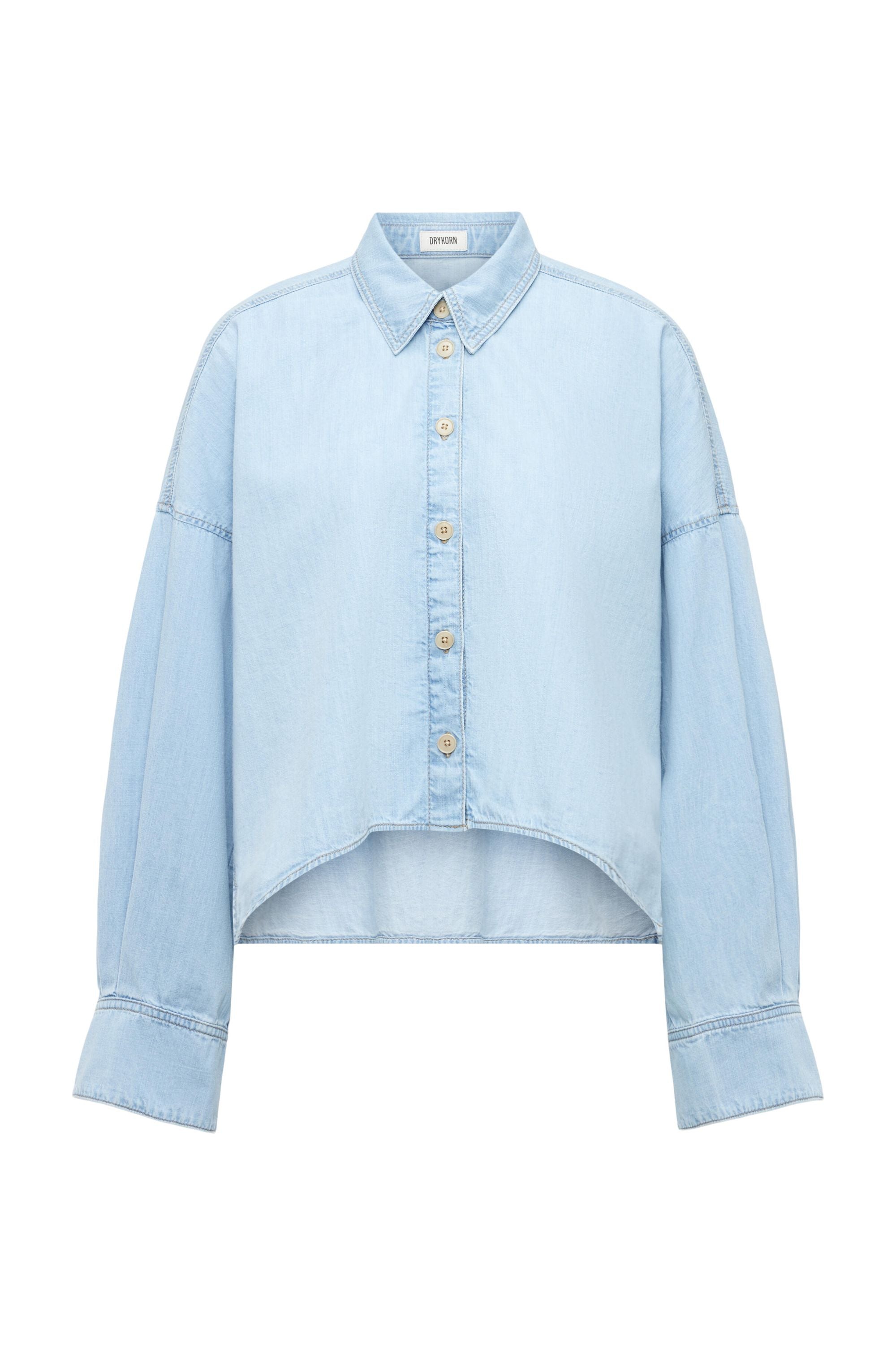 Jeansbluse Cropped Fit aus Baumwolle