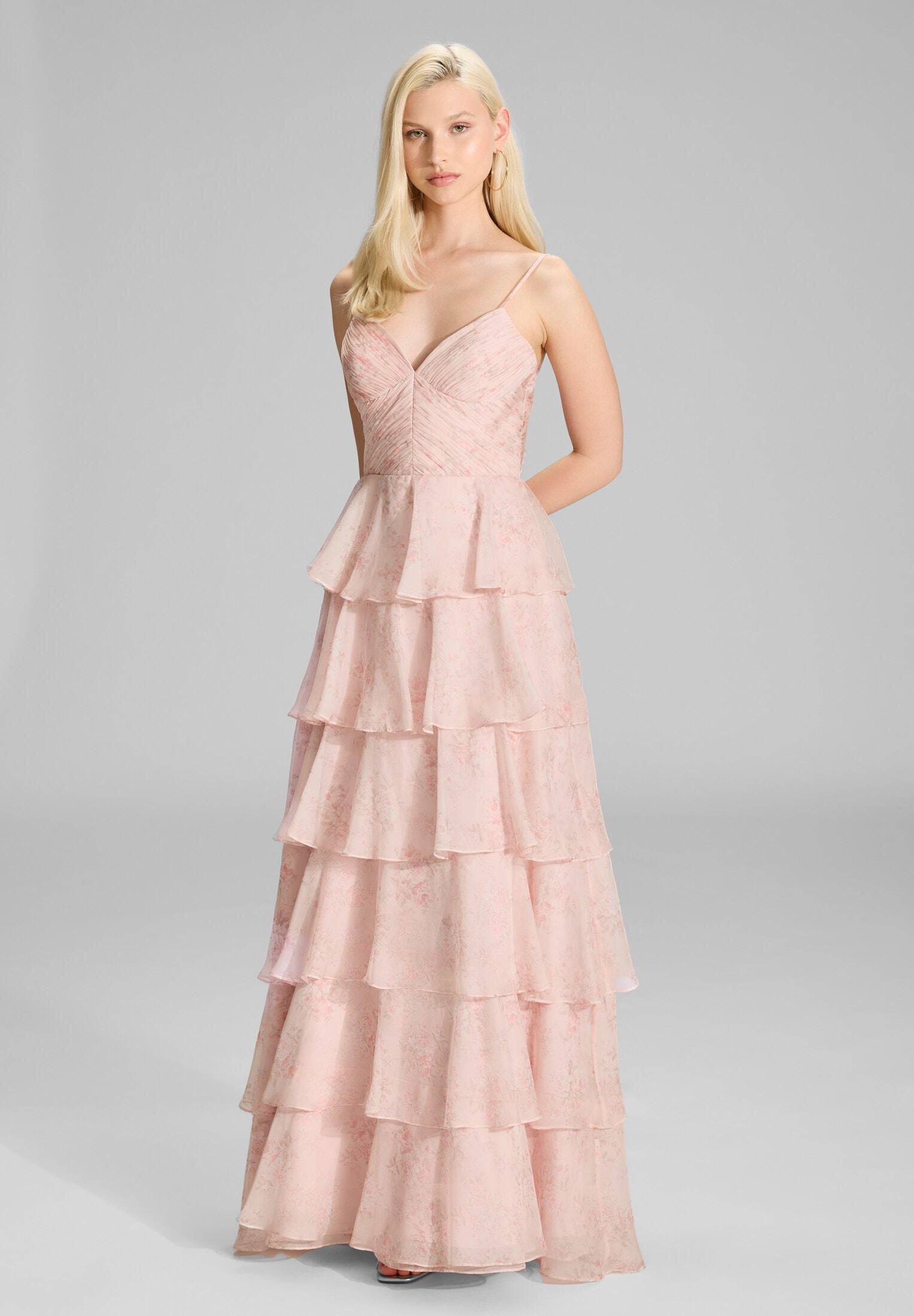 Volantkleid Maxi aus Chiffon