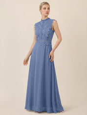 Abendkleid Maxi mit Stehkragen