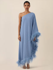 Abendkleid Maxi mit Federsaum