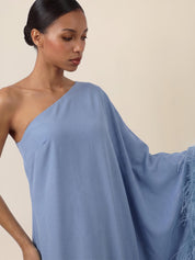 Abendkleid Maxi mit Federsaum