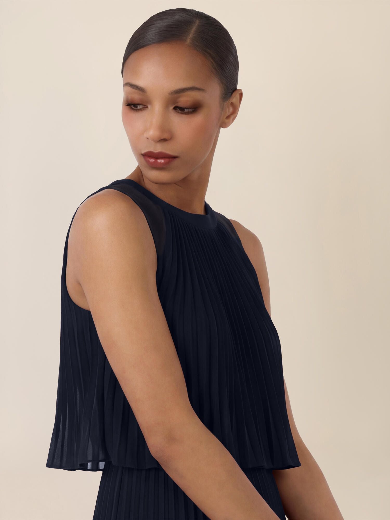 Plisseekleid Midi aus Chiffon