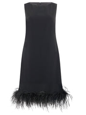 Shiftkleid Midi mit Federsaum