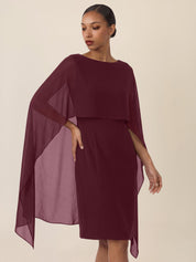 Etuikleid mit Chiffonstola