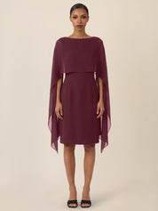 Etuikleid mit Chiffonstola