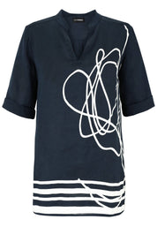 Leinenbluse mit V-Ausschnitt