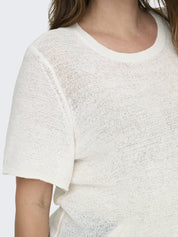 Strick-T-Shirt mit Rundhalsausschnitt