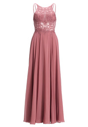 Abendkleid Maxi mit Stickerei und Chiffonrock