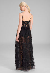 Tüllkleid Maxi mit semitransparentem Rock