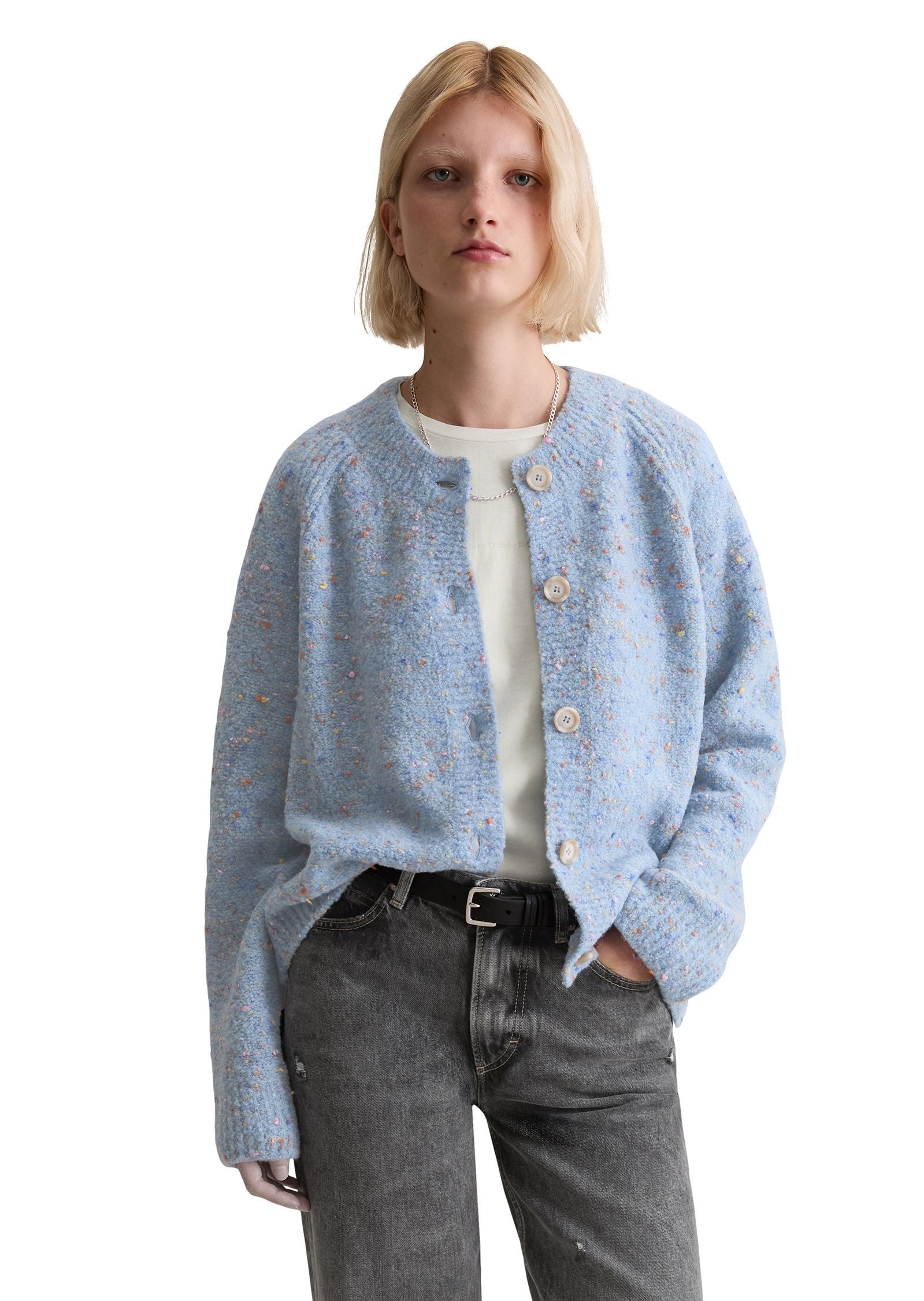 Stick-Cardigan aus Wollmix