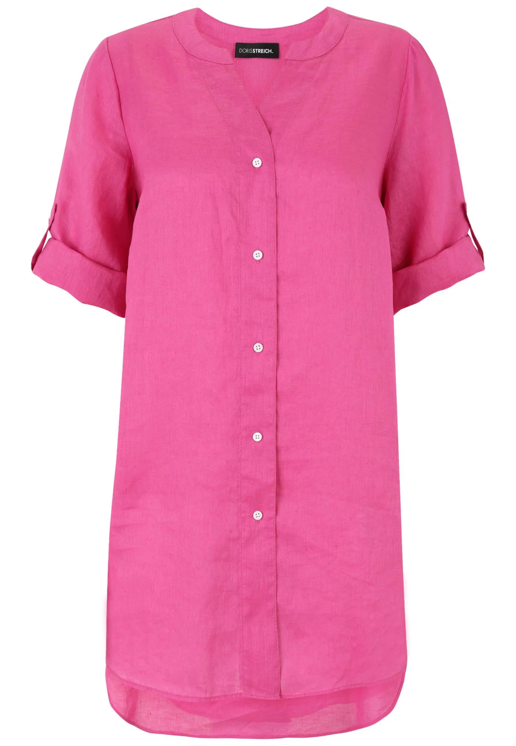 Leinenbluse mit V-Ausschnitt