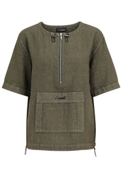 Leinenbluse mit Rundhalsausschnitt