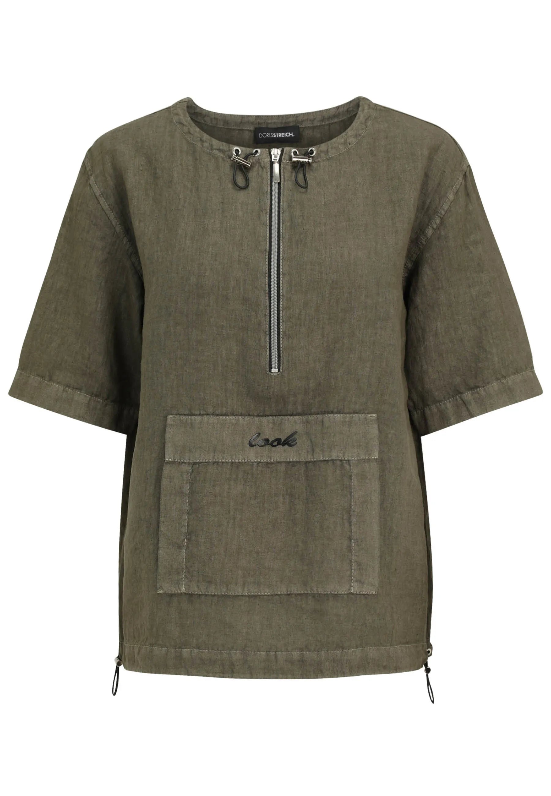 Leinenbluse mit Rundhalsausschnitt