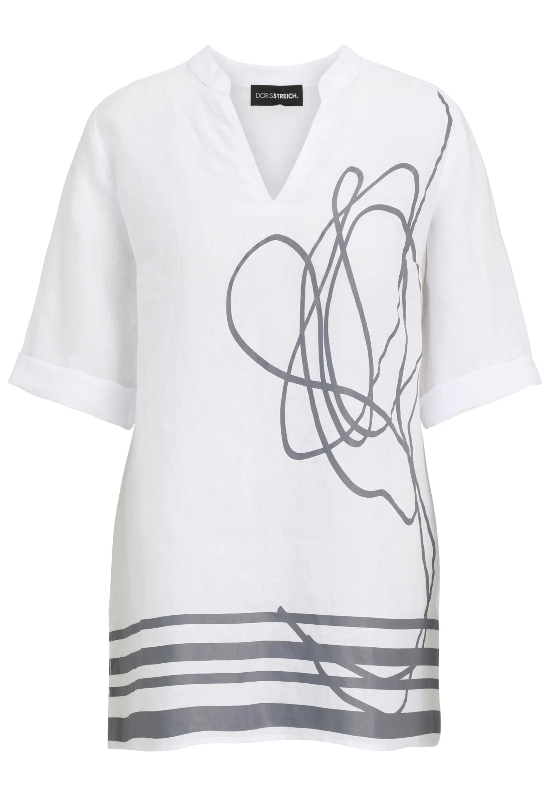 Leinenbluse mit V-Ausschnitt