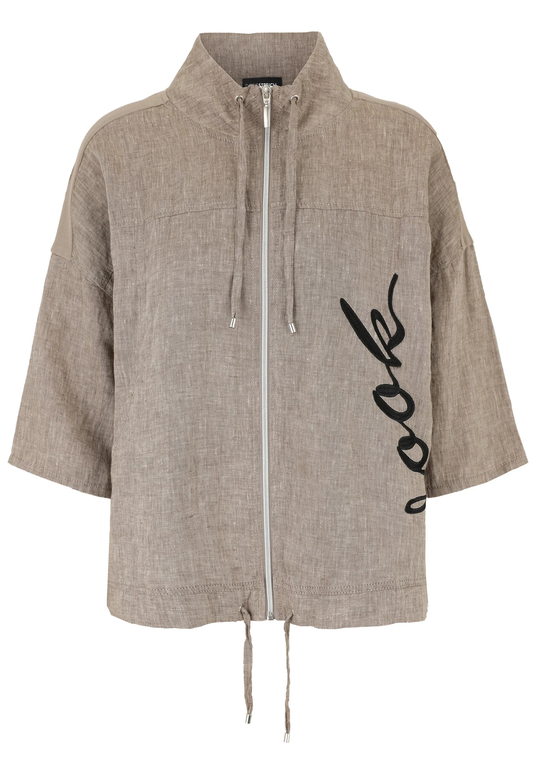 Leinenjacke mit Stehkragen