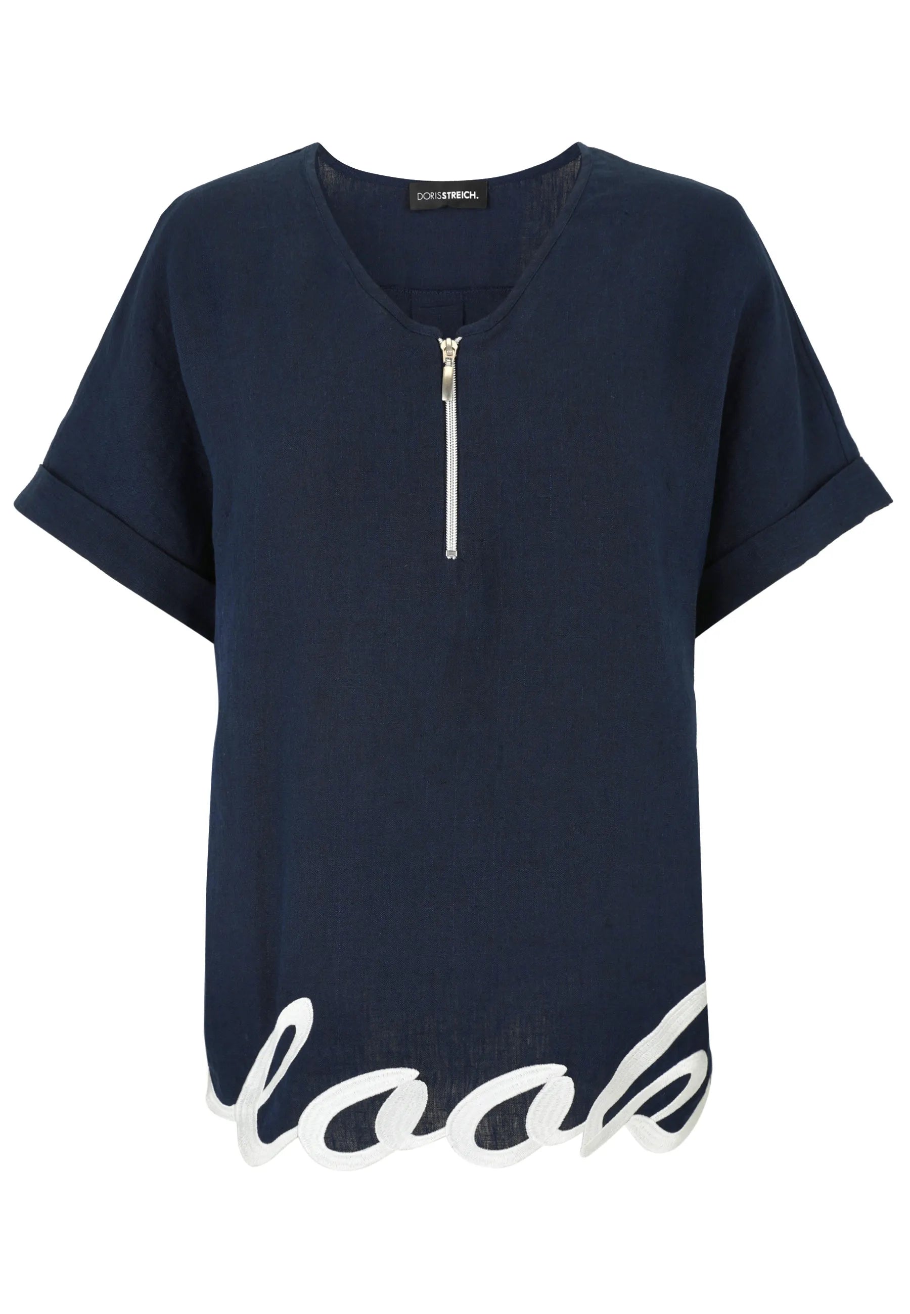 Leinenbluse mit Rundhalsausschnitt