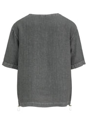 Leinenbluse mit Rundhalsausschnitt