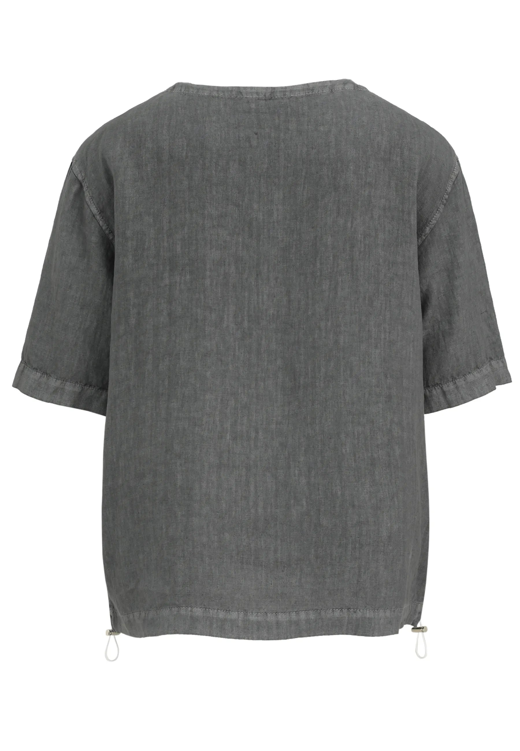 Leinenbluse mit Rundhalsausschnitt