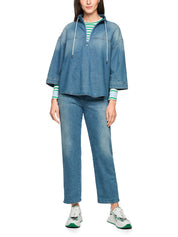 Jeansbluse mit Stehkragen
