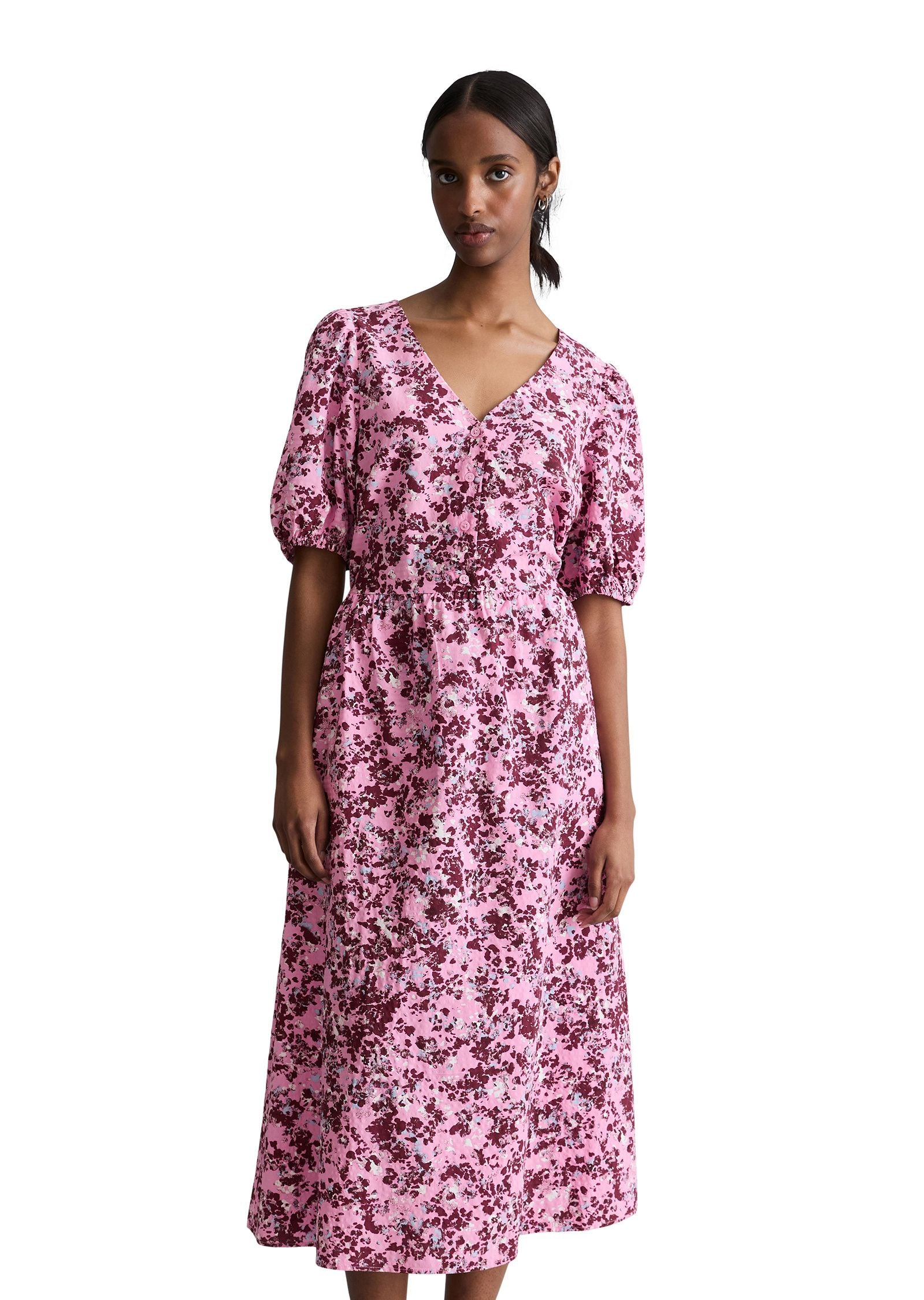 Freizeitkleid Midi mit V-Ausschnitt