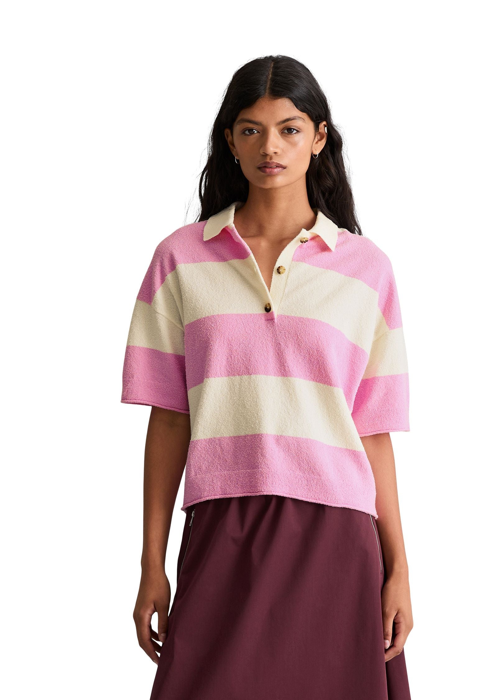 Strick-Poloshirt aus Baumwollmix