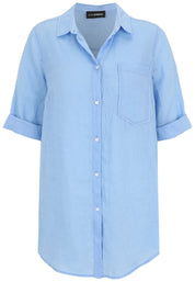 Leinenbluse mit V-Ausschnitt