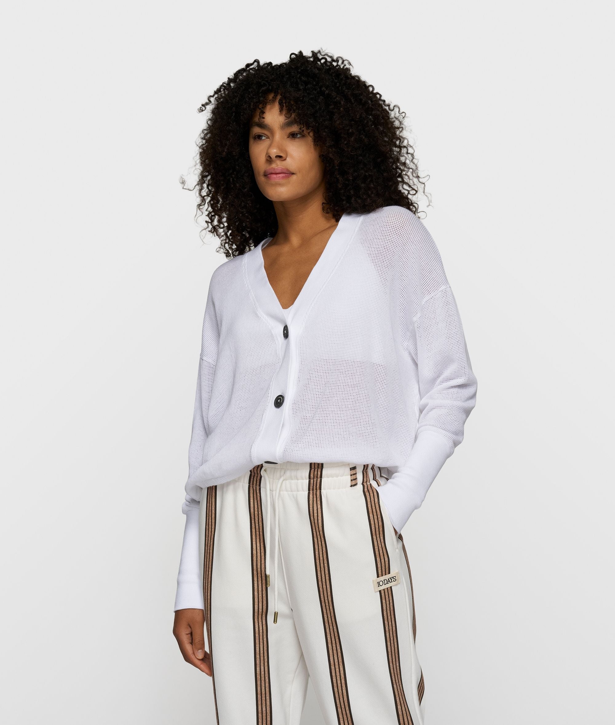 Strick-Cardigan aus Baumwoll-Mesh
