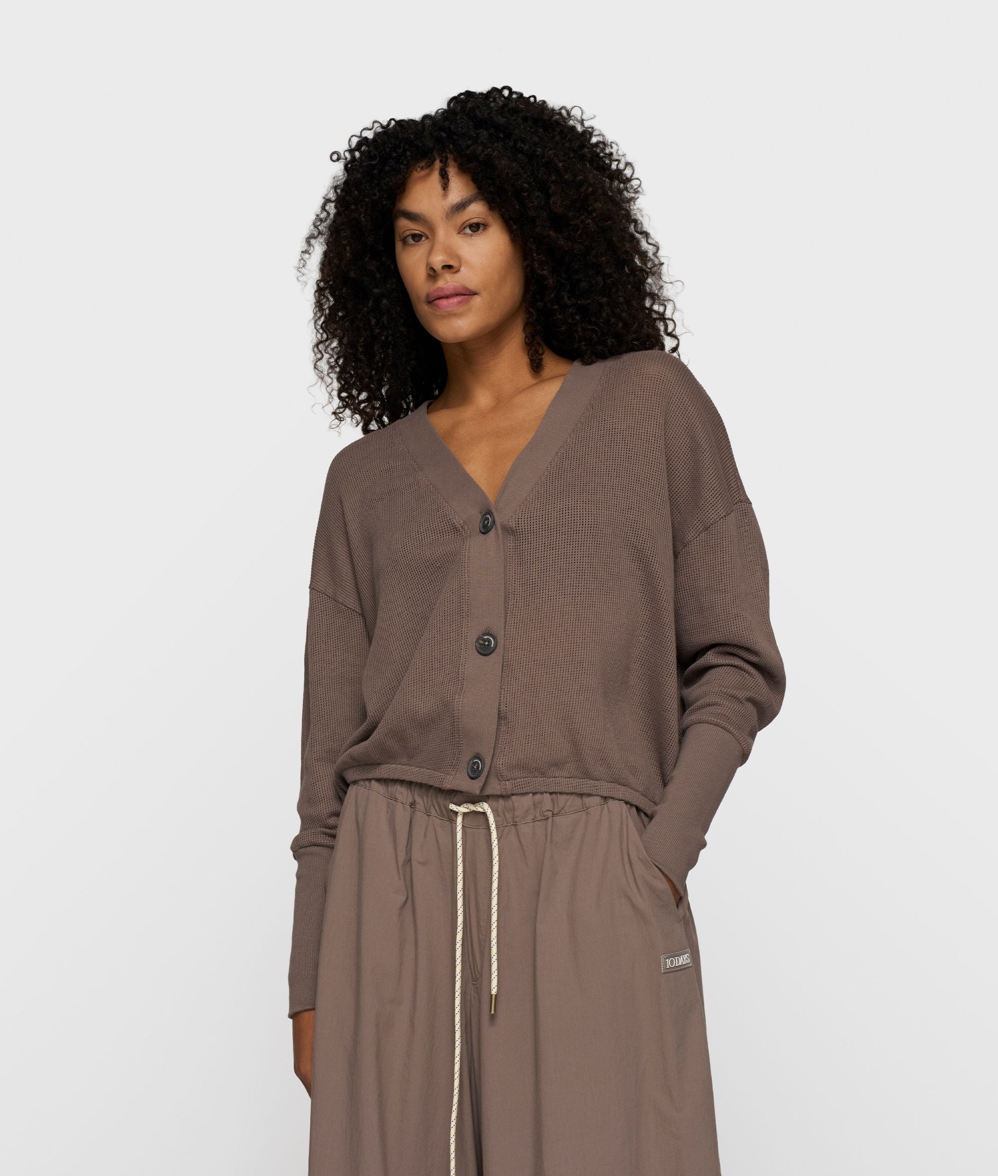Strick-Cardigan aus Baumwoll-Mesh