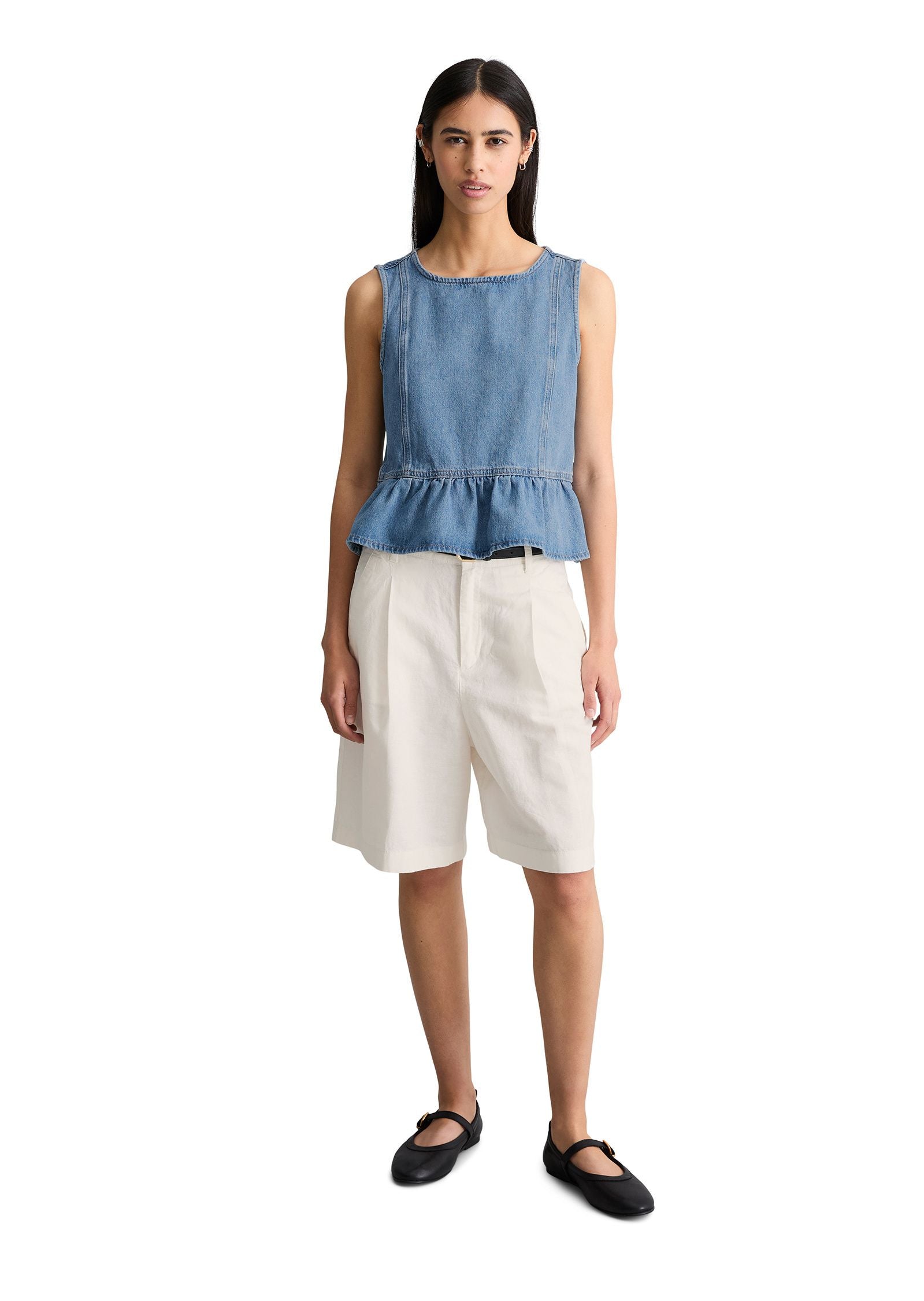 Jeans-Volant-Bluse Relaxed Fit