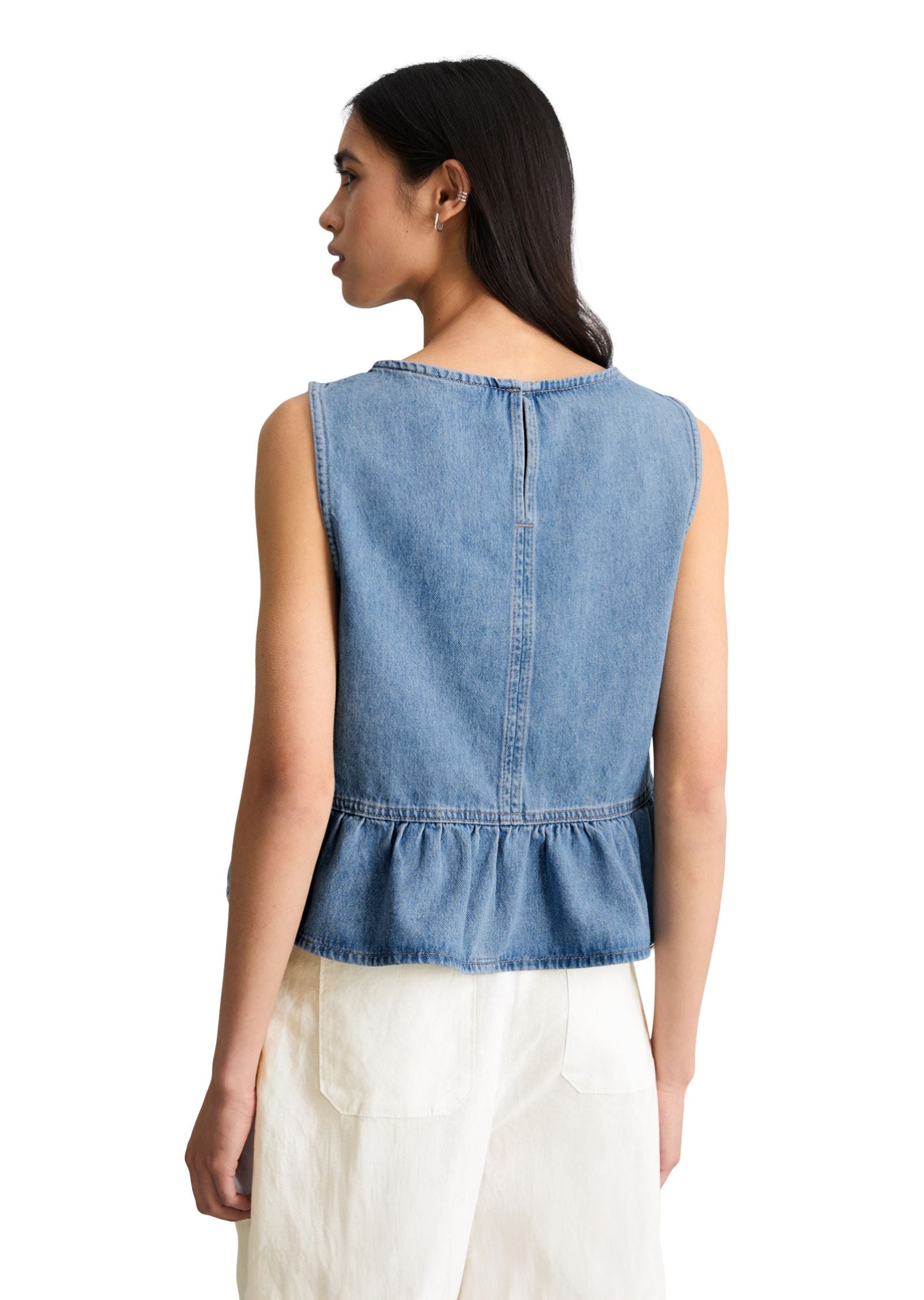 Jeans-Volant-Bluse Relaxed Fit