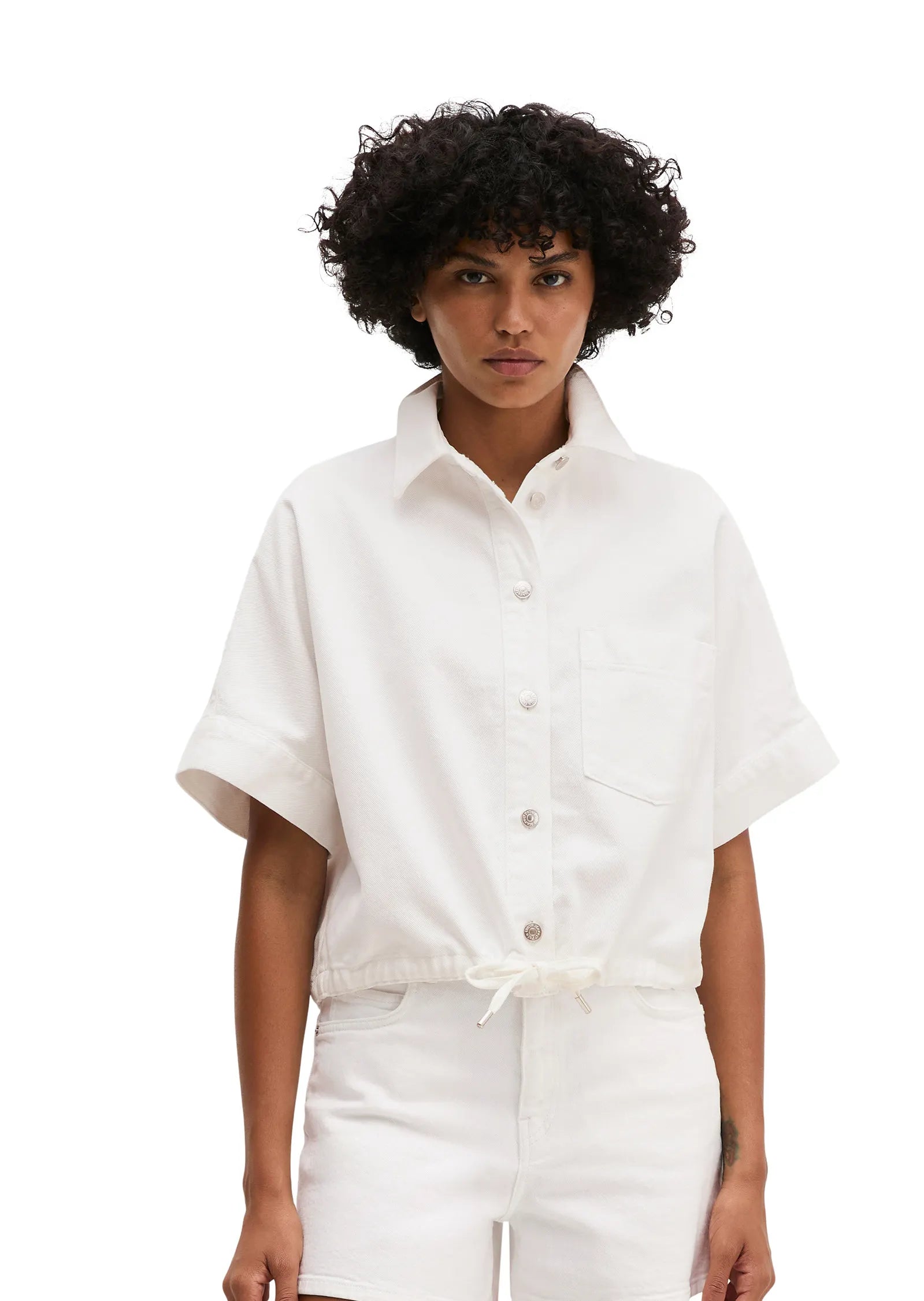Jeansbluse aus Baumwollmix